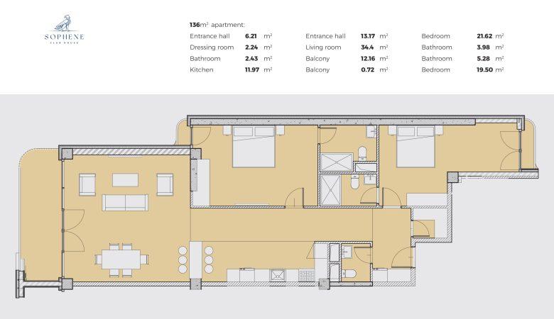 136 sqm. apt.